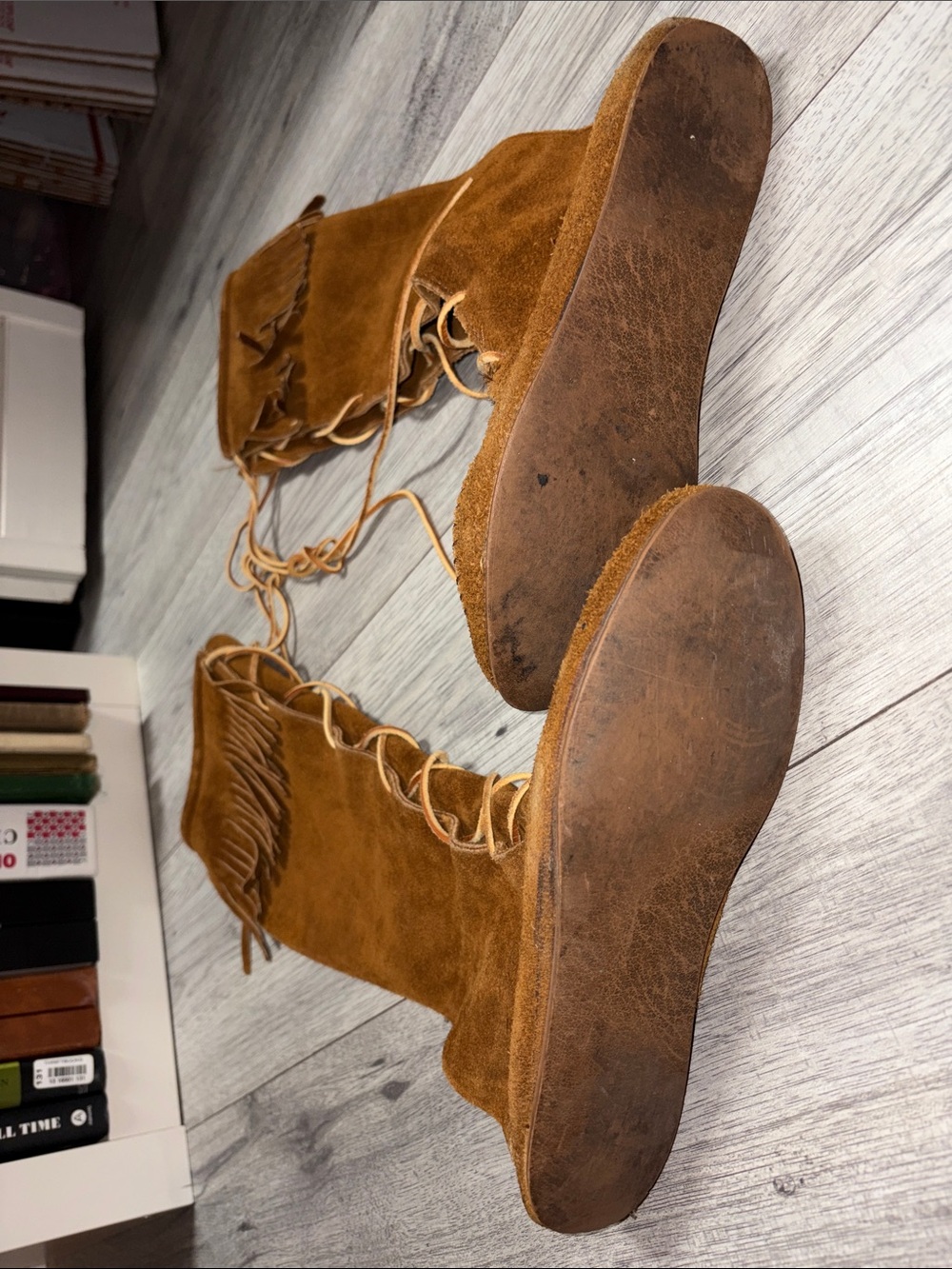 Fringe Lace-Up Over-the-Knee Boots - Brown great for fall, halloween ! - Picture 4 of 6
